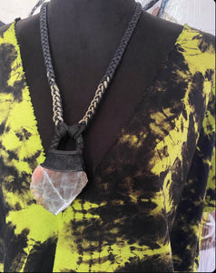 Black Leather & Labradorite Necklace (SALE)