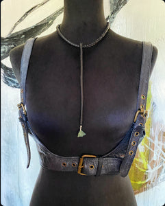 Leather & Blue Tourmaline Drop Necklace (SALE)