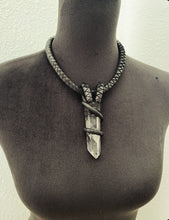 Load image into Gallery viewer, A Black Leather &amp; Crystal Choker Necklace