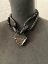 Load image into Gallery viewer, A Black Leather Choker &amp; Rutilated Quartz