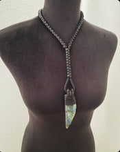 Load image into Gallery viewer, A Black Leather Rope &amp; Labradorite Necklace