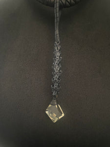 A Faceted Citrine & Leather Drop Necklace