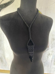 Leather & Obsidian Rope Necklace