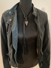 Load image into Gallery viewer, Black Leather Lariat w/ Mahogany Obsidian
