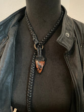 Load image into Gallery viewer, Black Leather Lariat w/ Mahogany Obsidian