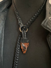 Load image into Gallery viewer, Black Leather Lariat w/ Mahogany Obsidian