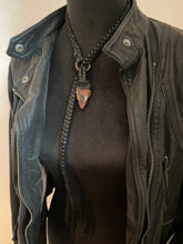 Load image into Gallery viewer, Black Leather Lariat w/ Mahogany Obsidian