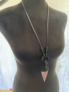 Black Leather & Jasper Necklace (SALE)