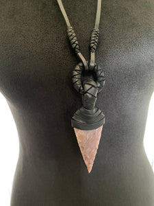 Black Leather & Jasper Necklace (SALE)