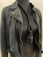Load image into Gallery viewer, Black Leather &amp; Black Obsidian Necklace