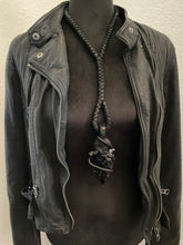 Load image into Gallery viewer, Black Leather &amp; Black Obsidian Necklace