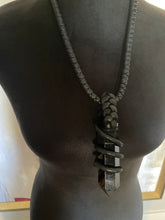 Load image into Gallery viewer, Leather &amp; Obsidian Necklace