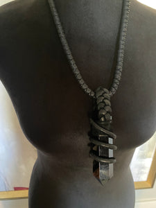 Leather & Obsidian Necklace