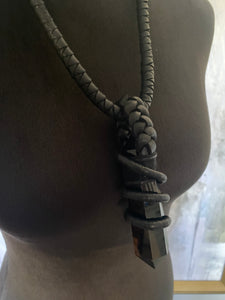 Leather & Obsidian Necklace