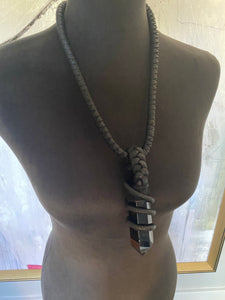 Leather & Obsidian Necklace