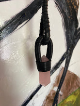 Load image into Gallery viewer, Leather &amp; Rose Quartz Drop Necklace