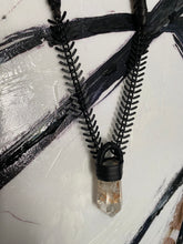 Load image into Gallery viewer, Chain &amp; Crystal Necklace w/ Leather