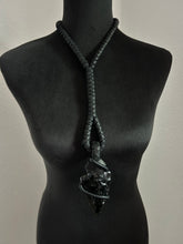 Load image into Gallery viewer, Black Leather &amp; Black Obsidian Necklace