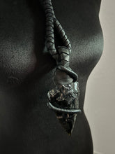Load image into Gallery viewer, Black Leather &amp; Black Obsidian Necklace