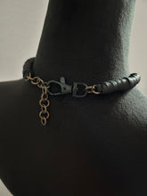 Load image into Gallery viewer, Black Leather &amp; Black Obsidian Necklace