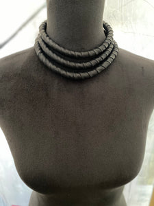 Leather Tiered Collar Necklace