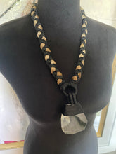 Load image into Gallery viewer, Black Leather Braid &amp; Crystal Necklace w/