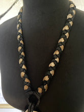 Load image into Gallery viewer, Black Leather Braid &amp; Crystal Necklace w/
