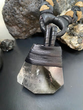 Load image into Gallery viewer, Black Leather Braid &amp; Crystal Necklace w/