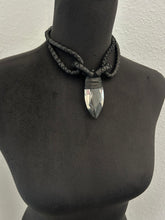 Load image into Gallery viewer, A. Black Leather &amp; Faceted Quartz Choker Necklace