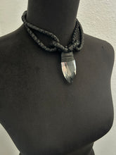 Load image into Gallery viewer, A. Black Leather &amp; Faceted Quartz Choker Necklace