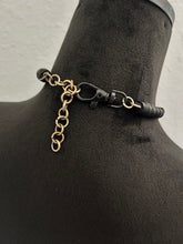 Load image into Gallery viewer, A. Black Leather &amp; Faceted Quartz Choker Necklace