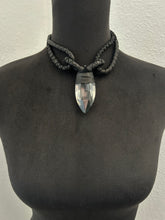 Load image into Gallery viewer, A. Black Leather &amp; Faceted Quartz Choker Necklace