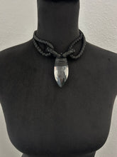 Load image into Gallery viewer, A. Black Leather &amp; Faceted Quartz Choker Necklace