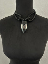 Load image into Gallery viewer, A. Black Leather &amp; Faceted Quartz Choker Necklace