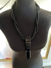 Load image into Gallery viewer, Leather &amp; Obsidian Lattice Necklace