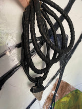 Load image into Gallery viewer, Black Leather Layered Necklace w/ Rutilated Quartz