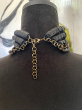Load image into Gallery viewer, Black Leather Layered Necklace w/ Rutilated Quartz