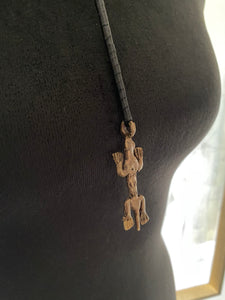 Black Leather & Metal Lizard Drop Necklace (SALE)