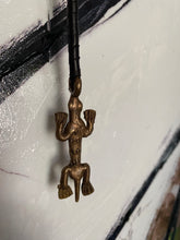 Load image into Gallery viewer, Black Leather &amp; Metal Lizard Drop Necklace (SALE)