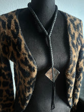 Load image into Gallery viewer, Black Leather &amp; Rutilated Quartz Fringe Necklace