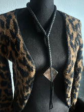 Load image into Gallery viewer, Black Leather &amp; Rutilated Quartz Fringe Necklace