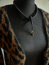 Load image into Gallery viewer, Black Leather &amp; Faceted Citrine Choker Necklace