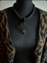 Load image into Gallery viewer, Black Leather &amp; Faceted Citrine Choker Necklace