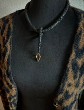 Load image into Gallery viewer, Black Leather &amp; Faceted Citrine Choker Necklace