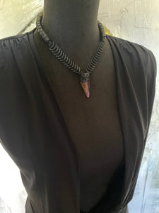 Chain & Rutilated Quartz Necklace w/ Leather