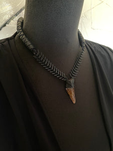 Chain & Rutilated Quartz Necklace w/ Leather