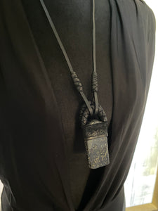 Black Leather & Tourmaline Necklace