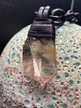 Load image into Gallery viewer, A Black Leather &amp; Rutilated Quartz Necklace