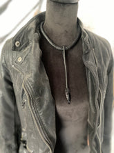 Load image into Gallery viewer, Leather &amp; Obsidian Drop Necklace