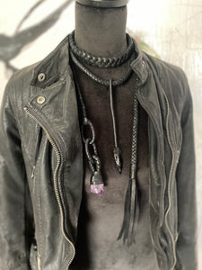 Leather & Obsidian Drop Necklace